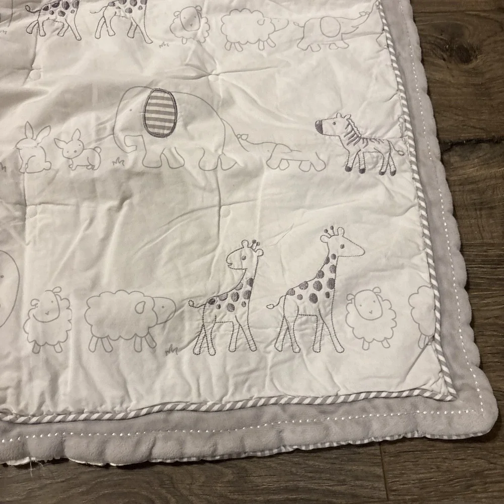 Cloud Island Baby‎ Blanket Two by Two Animal Parade Comforter Reversible Stripe